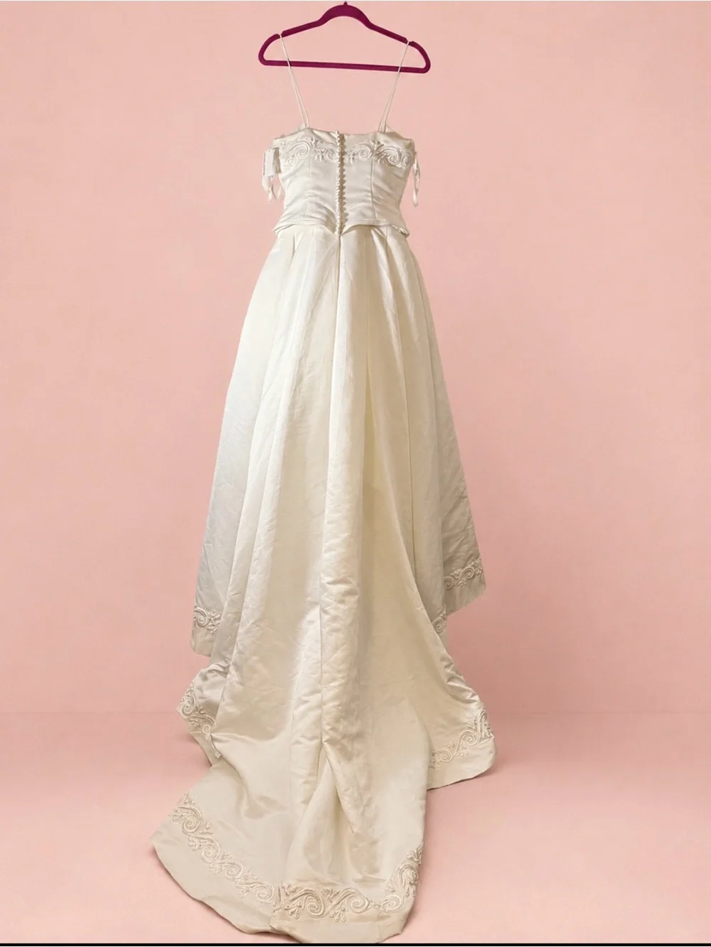 Vintage Michaelangelo 2423IVORY Two-Tone Satin Wedding Dress Size 8